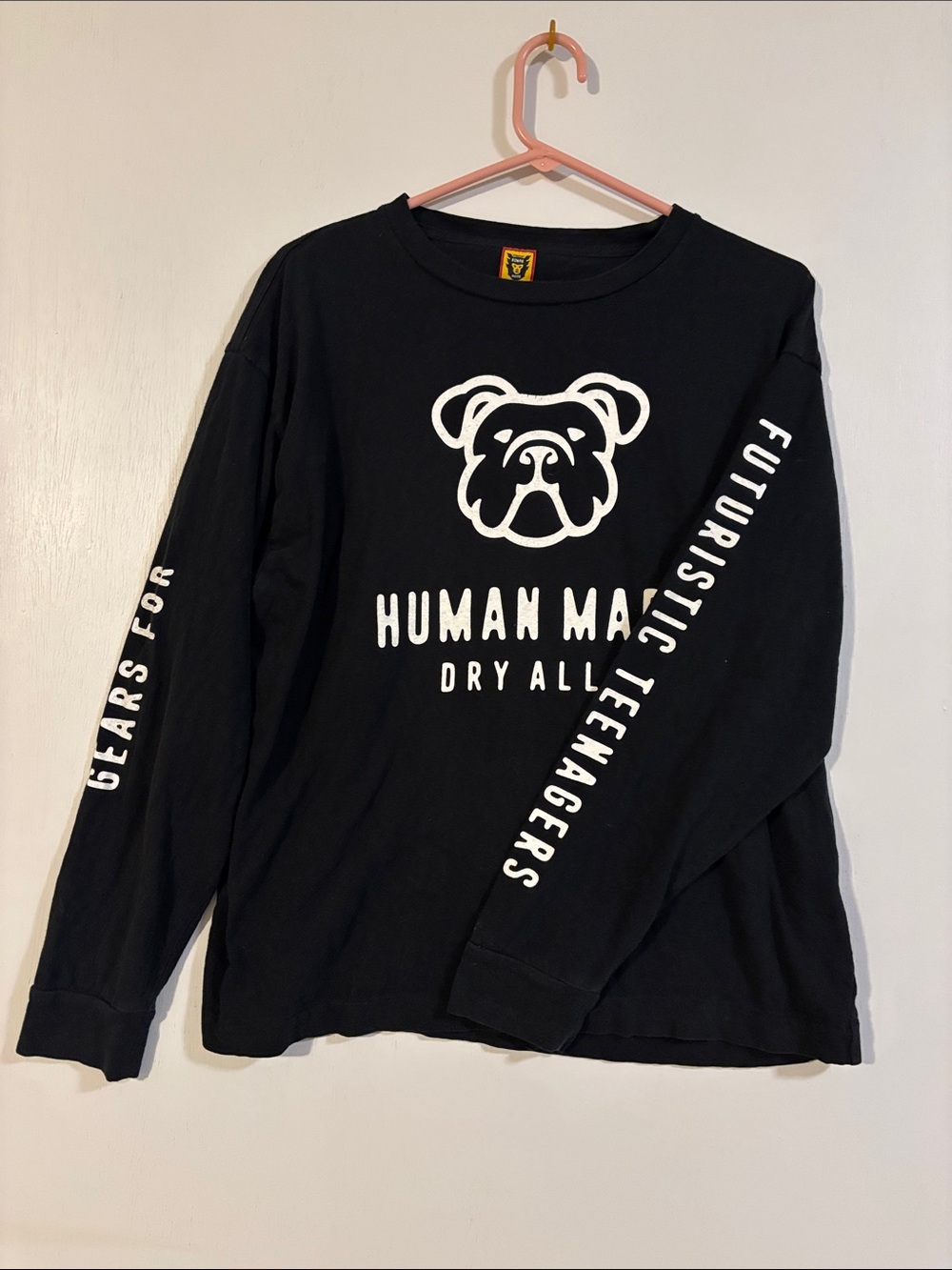 Human Made Black Long Sleeve Tee with White Dog Logo medium